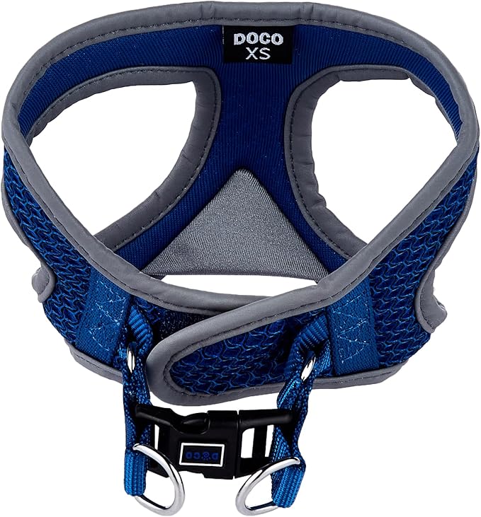 DOCO Dog Harness (Chest 13.5"-14.", Weight 4–6 lbs) Athletica Adjustable Heavy Duty No Choke Puppy Vest for Extra Small Dogs Lightweight Air Mesh, Reflective, Puppy Essentials – Turquoise, X-Small