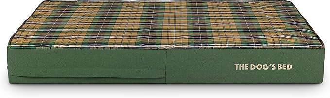 The Dog’s Bed Orthopedic Memory Foam Dog Bed, XXL Green Tartan 54x36, Pain Relief for Arthritis, Hip & Elbow Dysplasia, Post Surgery, Lameness, Supportive, Calming, Waterproof Washable Cover