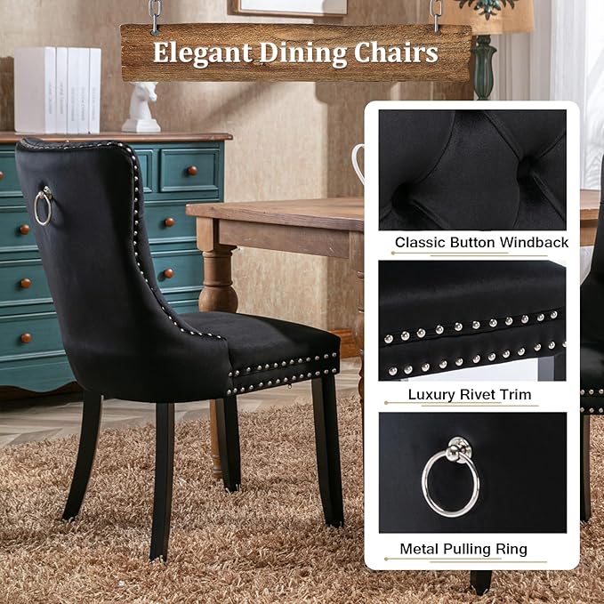 Goujxcy 7-Piece Extendable Dining Table Set for 6, 63-78 Inch Faux Travetine Kitchen Table Set with 6 Black Upholstered Chairs Modern Wood Expandable Dining Room Table Set for Kitchen Apartment