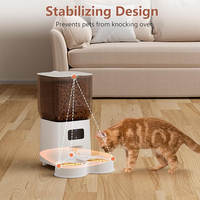 Automatic Dog Feeder, Cat Feeder Automatic with Remote Feeding, 5L WiFi Cat Food Dispenser for 2 Cats, Small Pets Timed Automatic Feeders with Dual Power Supply (WiFi)
