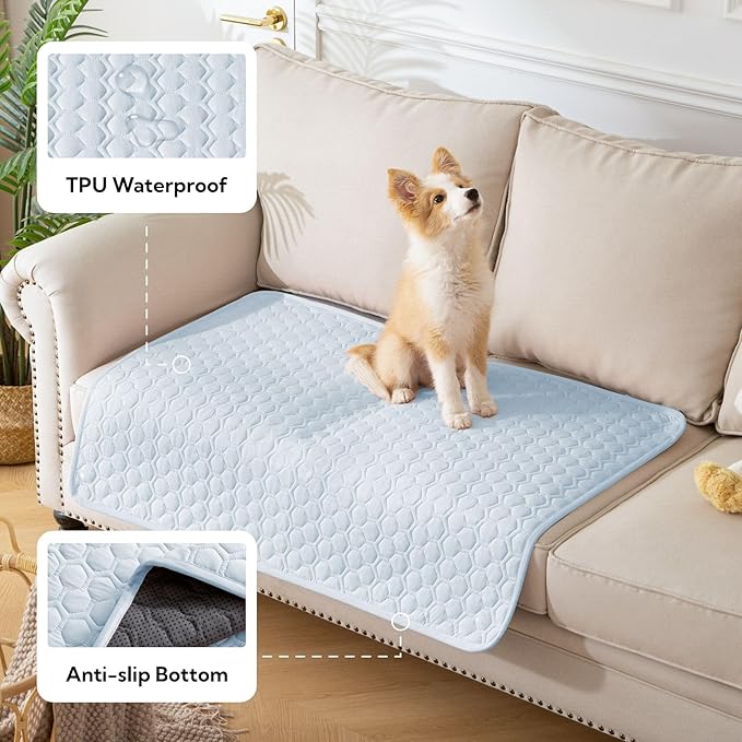 Soulbond Cooling Mat for Large Dogs - 29"x40" Washable Cooling Pad for Dogs & Cats, QMAX>0.3, Anti-Slip Bottom, Portable Summer Cool Pet Bed Pad for Outdoor/Indoor/Cars/Travel Use, Light Blue