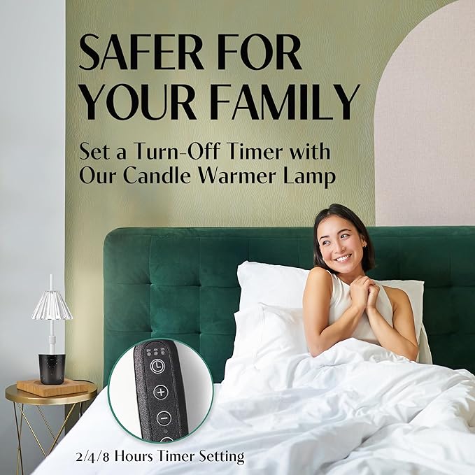 Candle Warmer Lamp with Timer and Dimmer & Includes 2 Bulbs, Electric Wax Candle Lamp Warmer for Jar Candles, Home Decor Aesthetic, and House Warming Gifts - White Glass