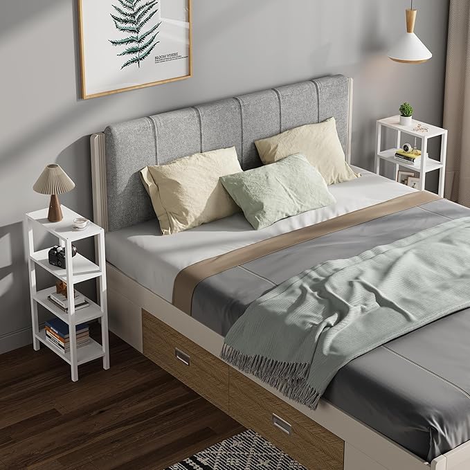 TUTOTAK Small Side Table, Narrow End Table, Skinny Sofa Table, Slim Nightstand, Couch Table, Living Room, Bed Room, White TB01BW0782