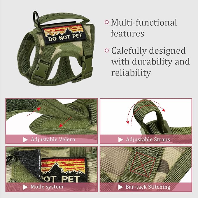 Tactical Cat Harness for Walking Escape Proof,Adjustable Pet Vest Harness,Soft Mesh Padding Large Cat,Small Dog with Quick-Release Buckle and Rubber Handle