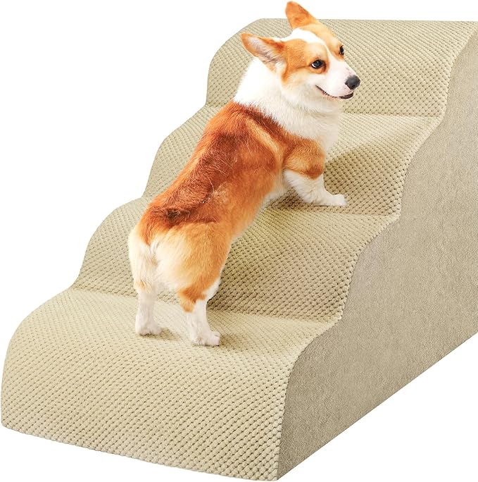 Dog Stairs for Small Dogs, High Density Foam Dog Steps, Extra Wide Non-Slip Pet Ramp for High Beds Or Couch, Soft Doggie Ladder for Dogs Injured, Older Pets, Small Cats