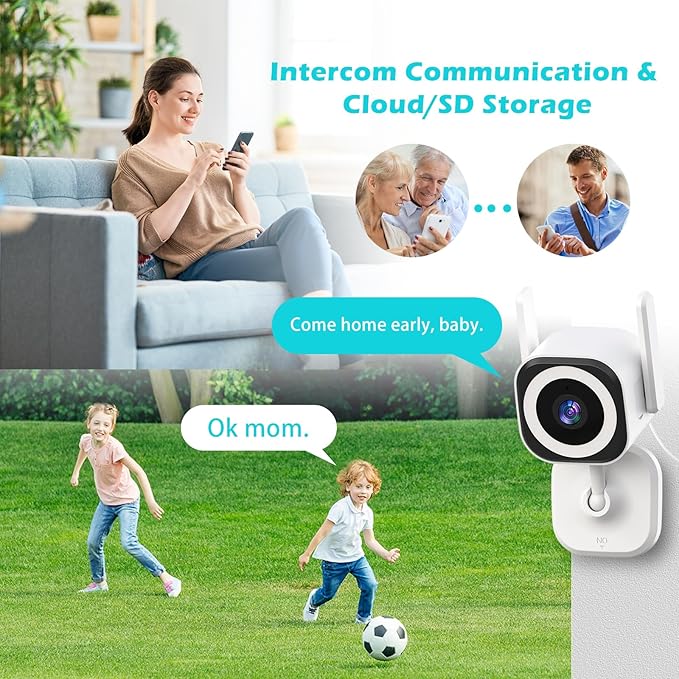 5G Outdoor/Indoor Security Camera,3MP Baby Monitor Cameras for Bedroom/Elder/Dog/Pet Camera,IP66 Waterproof,Night Vision, Motion Detection, Alarm Siren, Two-Way Talk, SD/Cloud -2Pack