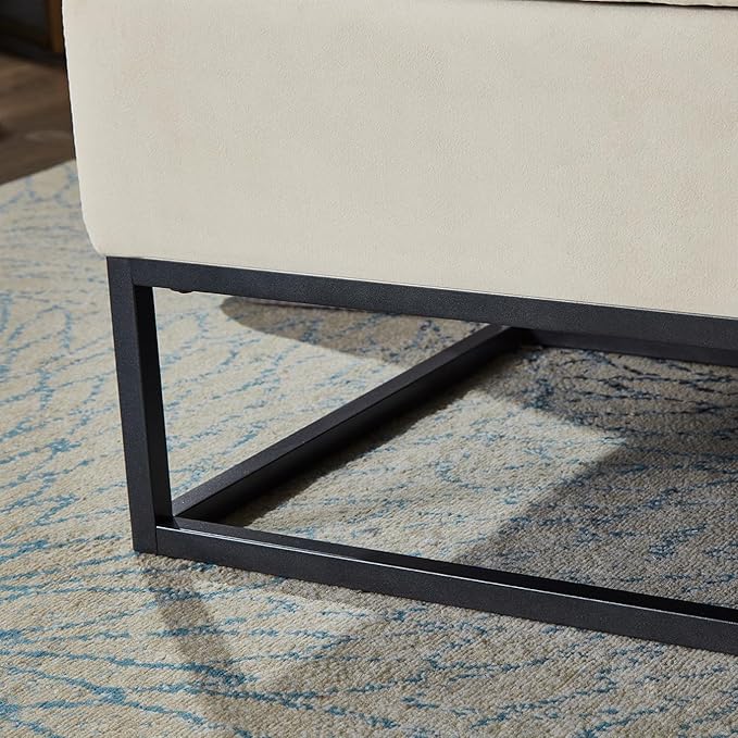 mikibama Velvet Storage Bench,58.6" Long Ottoman with Storage for Living Room,Tufted Storage Benches for Bedroom End of Bed,Entryway,Rectangle Window Seating Bench with Storage. (Velvet Beige)