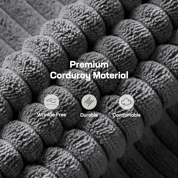 Marsail 75" Futon Sofa Bed, Futon Couch with Adjustable Backrest & Armrests, Convertible Sleeper Sofa Bed for Apartment, Living Room, Office, Corduroy Loveseat, Dark Grey