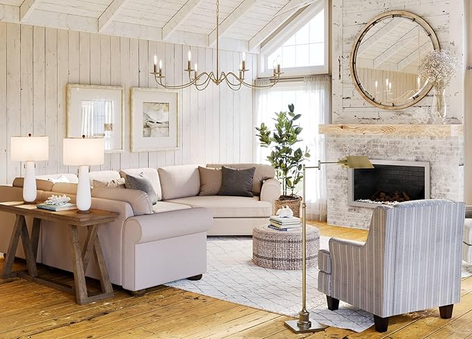 Regency Hill Jenson Traditional Farmhouse Metal Adjustable Pharmacy Floor Lamp Swing Arm 54" Tall Aged Brass Metal Shade Standing Pole Light for Living Room Reading House Bedroom Home Office