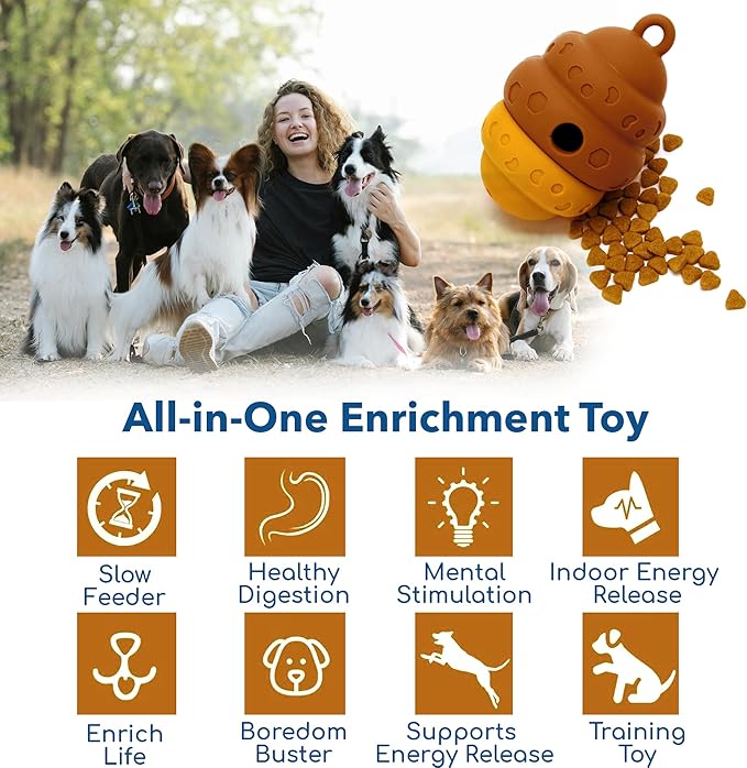 Race&Herd Dog Puzzle Toy, Dog Treat Toy for Enrichment, Treat Dispensing Toys for Mental Stimulation, Feeder Topple Toy, Food Puzzle Feeder and Dispenser for Boredom Relief