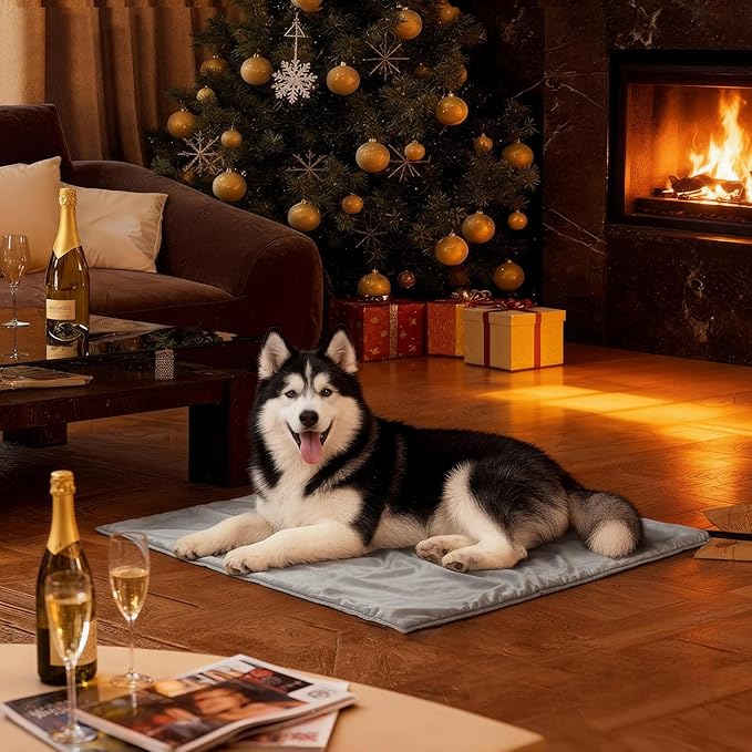 Toozey Extra Large Pet Heating Pad, 6 Adjustable Temperature Dog Cat Heating Pad with Timer, Waterproof Heated Dog Bed with Chew Resistant Cord, Indoor Electric Pet Heated Mat 47x28in