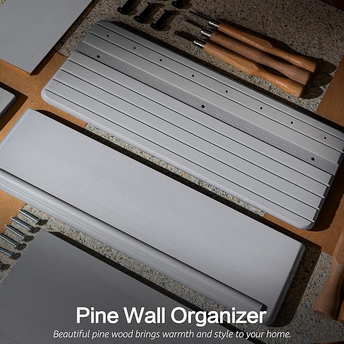 Rebee Vision Stylish Key Holder Wall Mount for Room Decor – Farmhouse Key Hanger with 8 Durable Hooks & Floating Shelf – Modern Hanger Organizer for Entryway, Living Room, or Office Decor (Gray)