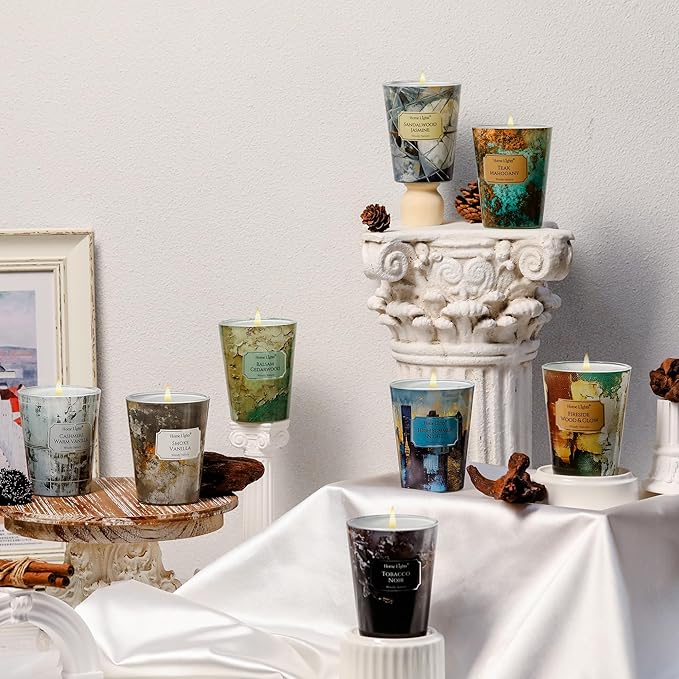 HomeLights Scented Candles for Women & Men, 6.7oz Candle Jars Aromatherapy Single Wick Candle, Ideal for Industrial Chic Home Decor and Gifts, Tobacco Noir