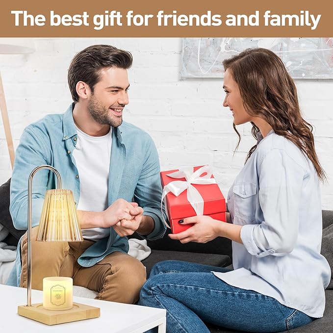 APSARAS USA Candle Warmer Lamp with Timer, Candle Warmer,Dimmable, Home Decor,Wax Warmer Lamp for Jar Candles with 2 Bulbs and Life Flower Wooden Base,Gift Box for Her/Him (TD1246)