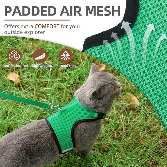 PUPTECK Soft Mesh Cat Vest Harness and Leash Set Puppy Padded Pet Harnesses Escape Proof for Cats Small Dogs Rabbits Bunny