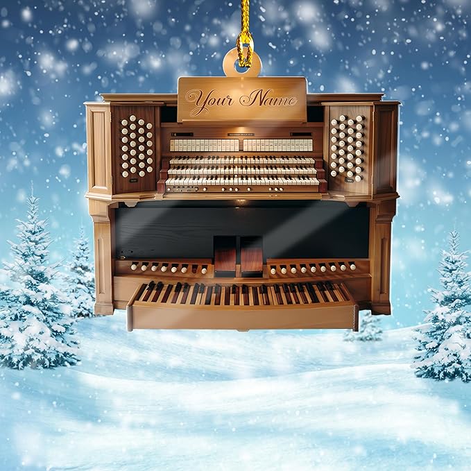 Mostefy Personalized Organ Christmas Ornament 2025, Custom Name Musical Instrument Holiday Decoration, Unique Pipe Organ Keepsake Gift for Musicians & Music Lovers (Organ4)