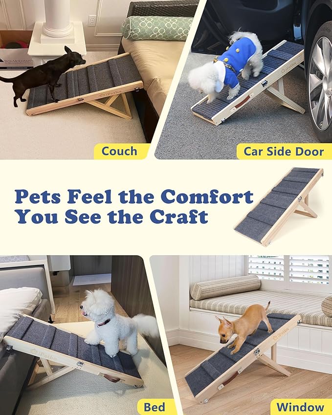 Small Dog Ramp for Bed Couch Car Folding Portable Pet Ramp for Cats Adjustable Height 21", Up to 35 lbs