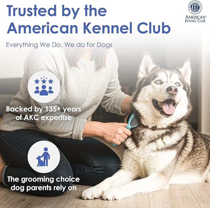 American Kennel Club AKC 2-Sided ProBrush™ – Double-Sided Bristle & Pin Grooming Brush with Complimentary Bath Brush – for Dogs & Cats of All Coat Types