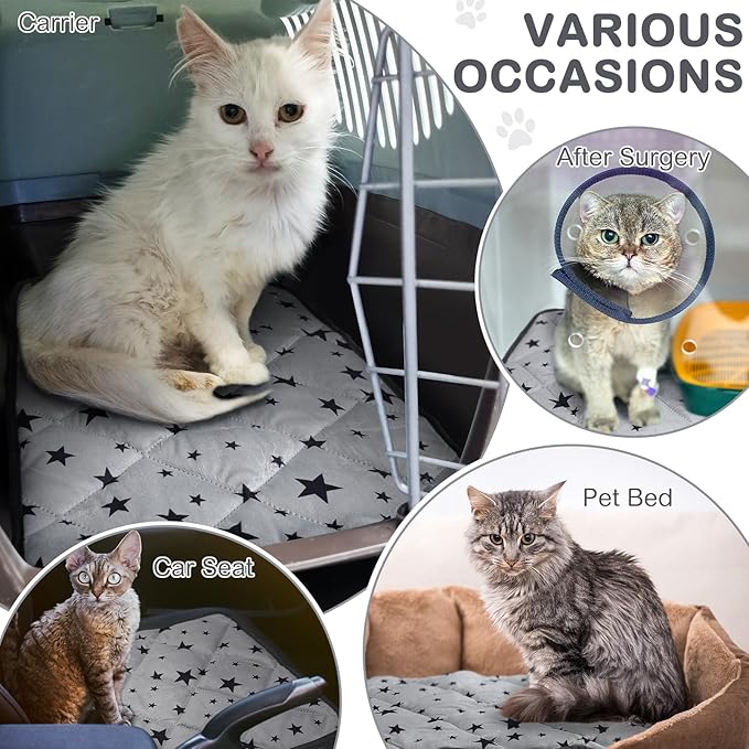 Namalu 4 Pack Self Warming Cat Bed Self Heating Cat Mat Star Pattern Soft Dog Crate Pad Thermal Pet Mat Anti Slip Kennel Dog Washable Warming Bed for Outdoor Indoor(20 x 27.5 Inch,Gray)