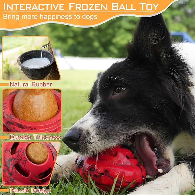 Dog Toys to Keep Them Busy,Frozen Treat Dog Enrichment Toys,Slow Food Training to Relieve Boredom and Stimulating,Dog Puzzle Treat Food Dispensing Ball Toy for Small Medium Large Dogs