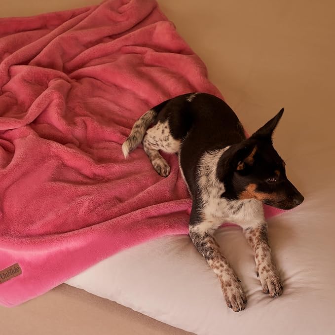 UnHide Lil’ Pet Marsh – Faux Fur Pet Blanket – Extra Soft, Lightweight, Washable Dog Blanket – Comfort and Protection for Couch, Crate, or Bed – Hot Pink
