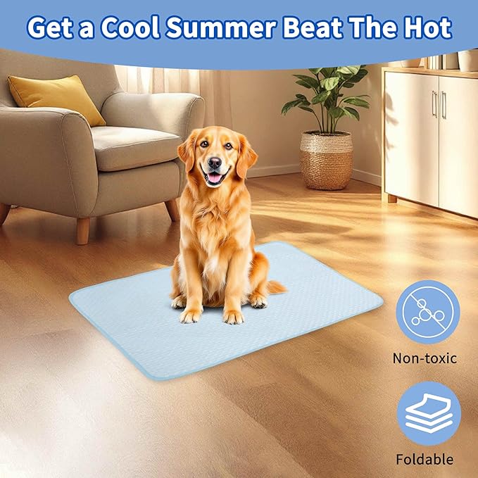 Dog Cooling Mat, Durable Machine Washable Pets Cool Pad, X-Large, Blue