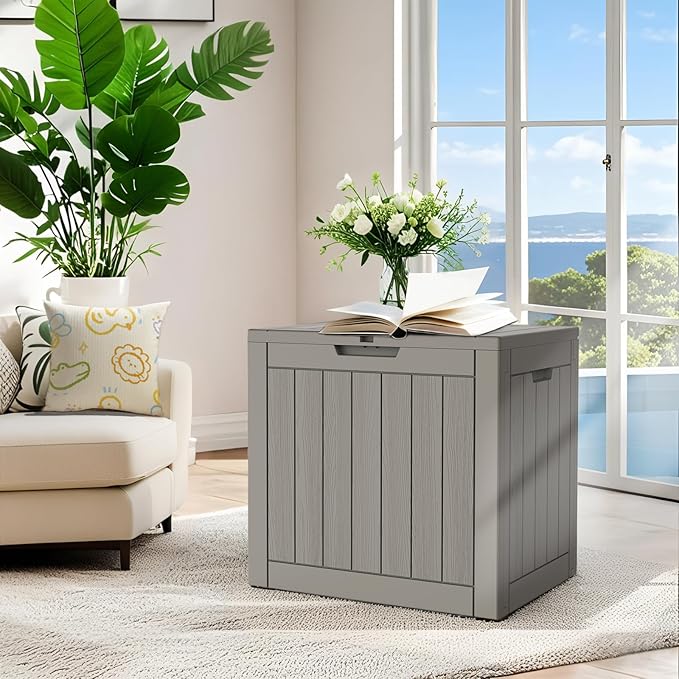 22 Gallon Outdoor Storage Box, Deck Box Waterproof, Resin Outside Storage, Storage Bin for Package Delivery, Patio Furniture Cushion, Pool Accessories, Weatherproof and UV Resistant