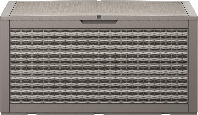 Outdoor Storage Box, Resin Deck Boxes Indoor and outdoor, Waterproof Storage Box Lockable Lid (Grey, 150 Gallon)