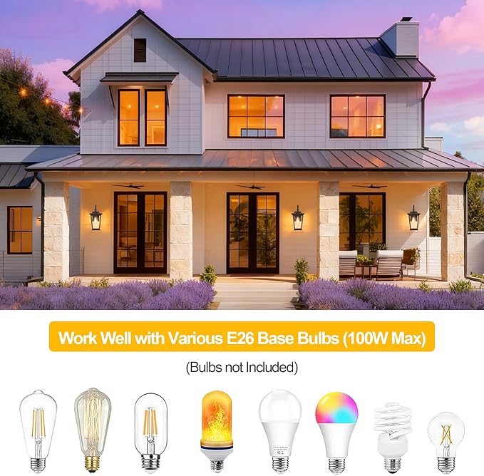 Kalium Outdoor Wall Lights Fixtures Lantern Frame 16 1/8", Outside Lights Black Transitional Durable Metal, Clear Glass for Post Exterior Barn Deck House Porch Yard Patio Garage Garden