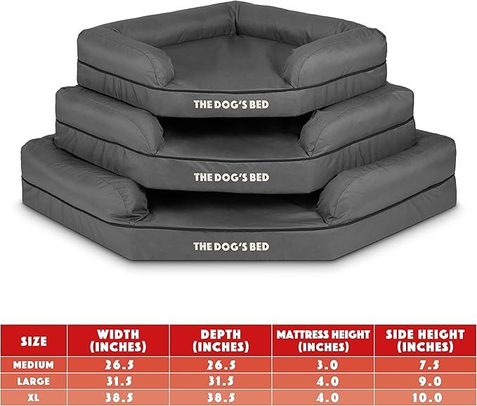 The Dog’s Bed Memory Foam Waterproof Corner Dog Bed, Medium, Grey & Black Trim, Eases Arthritis & Hip Dysplasia Pain, Therapeutic & Supportive, Washable Oxford Fabric Cover