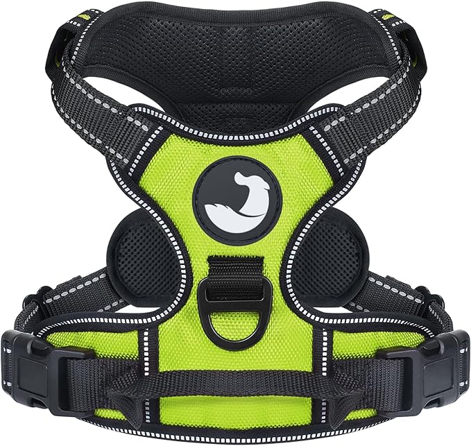 Joytale No Pull Dog Harness Medium Sized Dog, Reflective Pet Vest with Front Clip, Adjustable Soft Padded Harnesses with Easy Control Handle for Training and Walking, Green, M