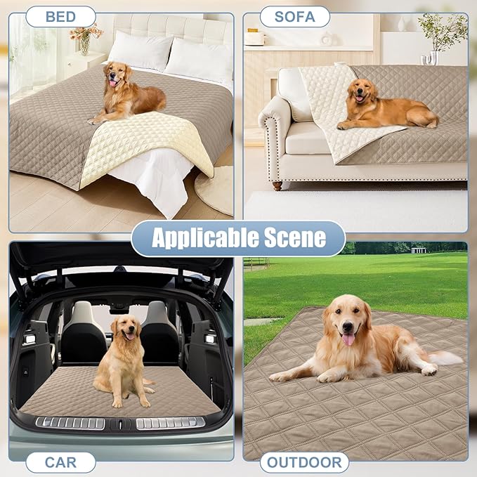 Smiry Waterproof Dog Blanket, Reversible Dog Bed Cover Pet Blanket, Soft Pet Couch Covers for Sofa Washable, Bed Couch Sofa Furniture Protector for Puppy Cat Kids (40"x50", Taupe/Beige)