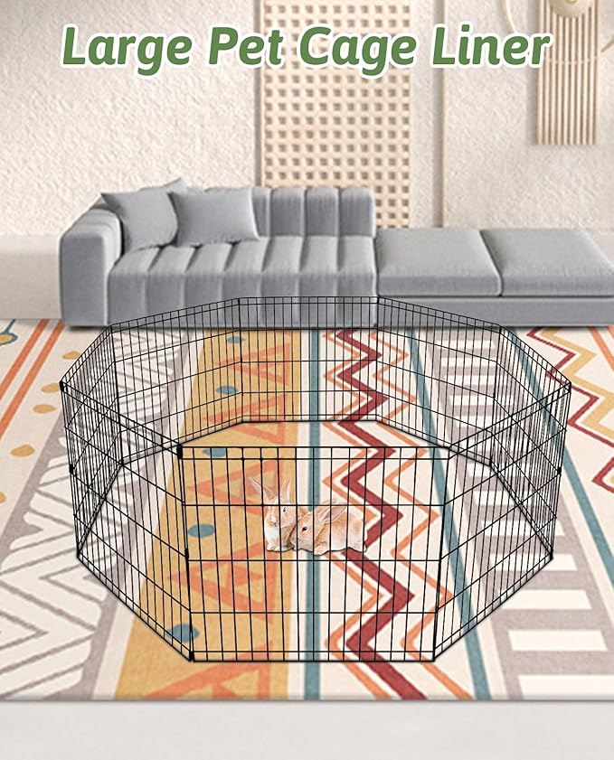BNOSDM 79" X 55" Large Bunny Cage Liner Washable Pads for Rabbit Reusable Floor Mat for Rabbits Anti Slip Rug for Bunnies Pet Carpet for Chinchillas Cats Guinea Pigs Ferrets Dogs