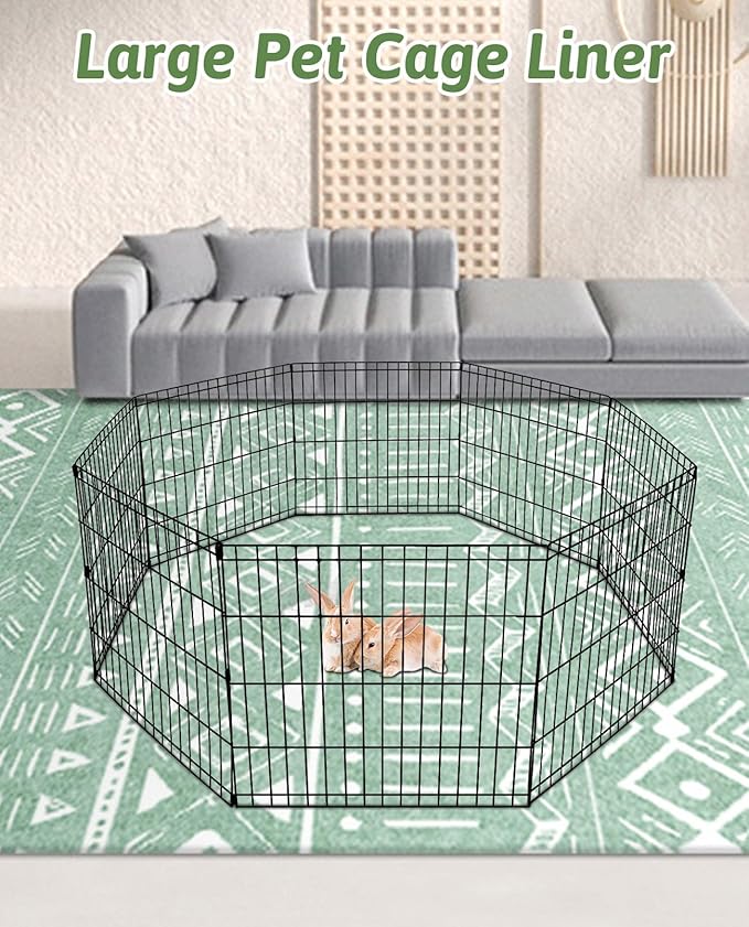 BNOSDM 91" X 63" Extra Large Bunny Cage Liner Washable Guinea Pig Mat Large Animals Mats Animal Pads for Floor Indoor Rabbit Carpet for Chinchillas Cats Ferrets Dogs