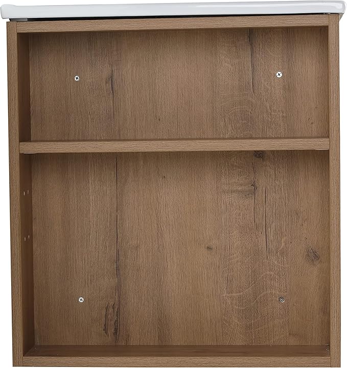 Goujxcy 30" Wall Mounted Bathroom Vanity with Sink, Modern Floating Bathroom Cabinet with White Ceramic Basin and Storage Cabinet/Shelf, Soft-Closing Door Wood Hanging Bath Room Cabinets