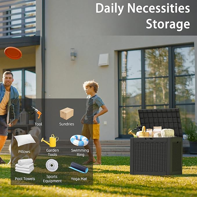 31 Gallon Outdoor Storage Box, Resin Deck Boxes Outdoor Waterproof For Patio Furniture, Garden Tools, Pool Supplies, Durable And UV Resistant, Lockable(2Box,a set)