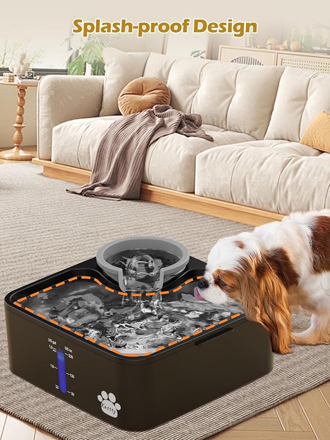 Kastty 2 Gallon Dog Water Fountain Ultra Large/Wide Pet Fountain BPA-Free Premium Dog Water Bowl Dispenser with 5 Filtration Safe Pump& LED Shortage Reminder, Large Dogs Cats& Multi-Pet Home