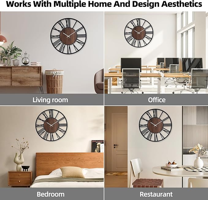 30 Inch Large Metal Wall Clock with Voice and Light Sensor Night Light, Glow in The Dark Non-Ticking Silent Battery Operated Decorative Oversized Wall Clock for Bedroom Living Room Decor