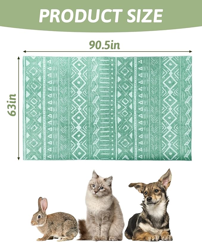 BNOSDM 91" X 63" Extra Large Bunny Cage Liner Washable Guinea Pig Mat Large Animals Mats Animal Pads for Floor Indoor Rabbit Carpet for Chinchillas Cats Ferrets Dogs