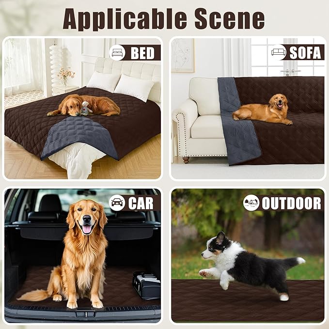 Smiry Waterproof Dog Bed Cover Blanket 82x102, Soft Reversible Pet Blanket, Washable Leakproof Cats Dogs Couch Cover for Sofa, Couch, Furniture, Chocolate/Dark Grey