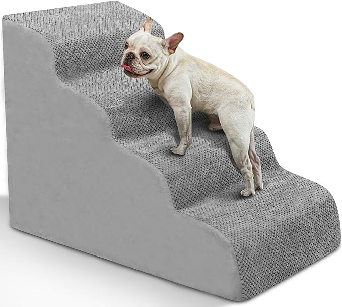 Dog Stairs for Small Dogs, High Density Foam Dog Ramp, Extra Wide Non-Slip Pet Steps for High Beds Or Couch, Soft Foam Doggie Ladder for Dogs Injured, Older Pets, Small Cats