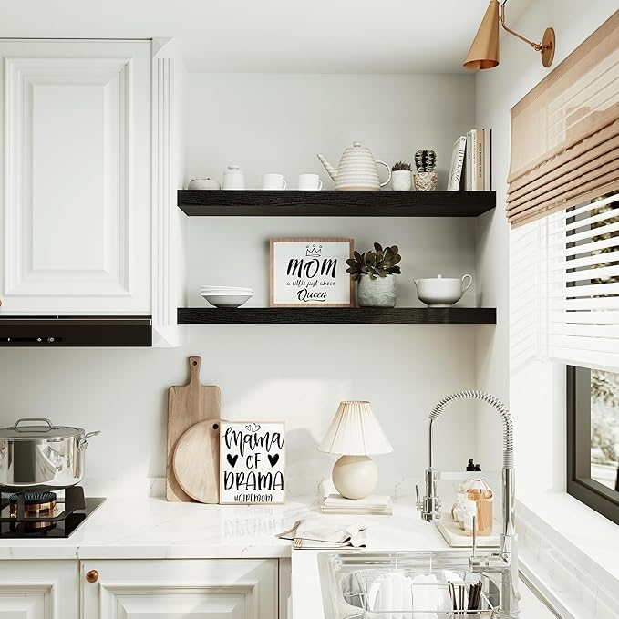 Vivelove Black Floating Shelves for Wall 10 inch Deep, 36” x 10.3” x 1.8”, Large Wall Shelves for Bedroom, Bathroom, Living Room, Kitchen, Office, Modern Shelf Home Decor with Invisible Bracket