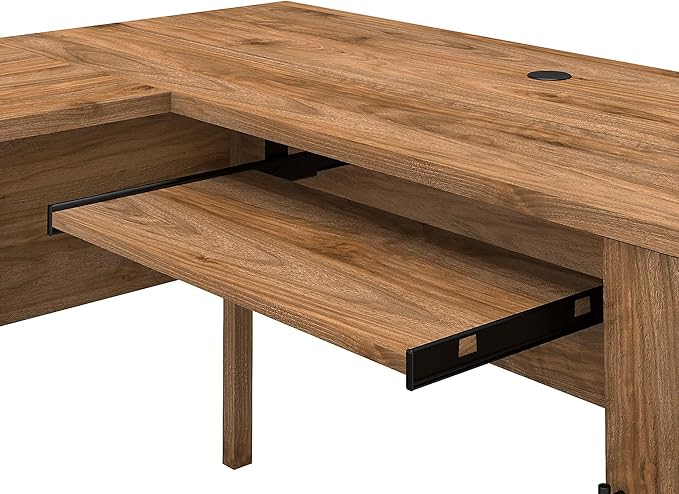 Bush Furniture Somerset 60W L Shaped Desk with Hutch in Fresh Walnut