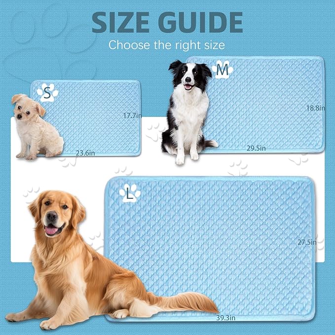 SOMOYA Dogs Cooling Mat Pet Cool Pads Blanket Sleeping Kennel Mat,Washable Ice Silk Sleep Mat Pad Breathable for Large Dogs Cats Large