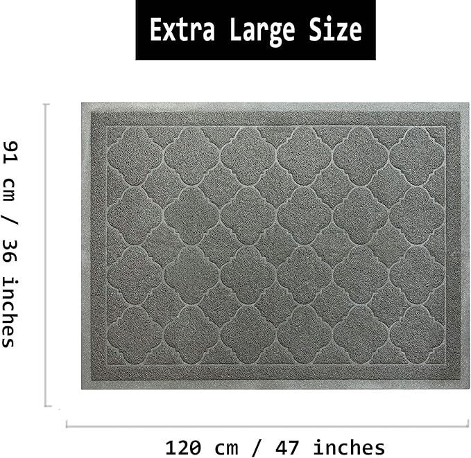 Cat Litter Mat, XL Size 47"X36" Litter Mat, Durable Trapping Rug, Non-Slip and Waterproof, Easy to Clean,Traps Litter from Litter Box(Extra Large Gray Khaki)
