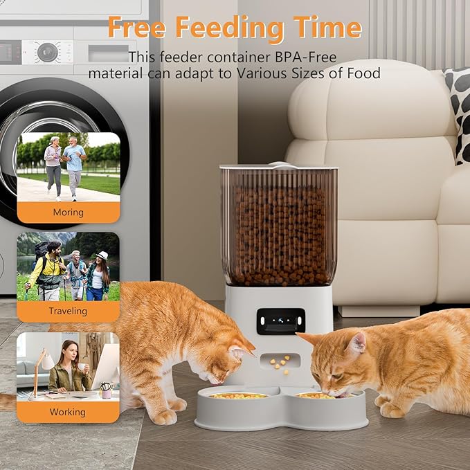 Automatic Cat Feeder with Camera, 5G WiFi Pet Feeder with APP Control & Dual Power Supply 1080P HD Video with Night Vision for Cat & Dog (Video)