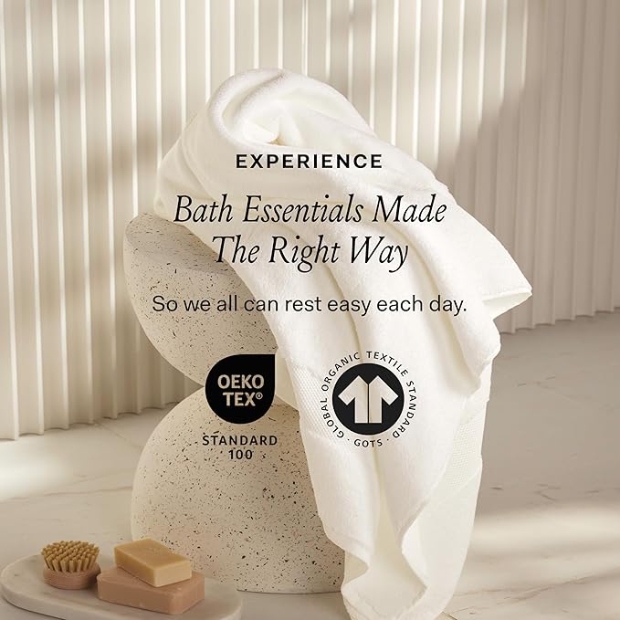 BOLL & BRANCH Plush Bath Towel Set - Oak - 6 Piece - Includes 2 Bath Towels, 2 Hand Towels & 2 Washcloths - 100% Organic Cotton - Ultra Soft & Luxurious - Quick Absorbing