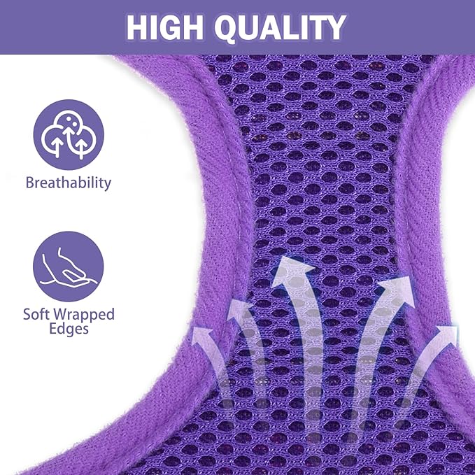 SCENEREAL Puppy Dog Harness with Leash Set for Small Medium Sized Dogs, Soft Mesh Step in Pet Harnesses and Leash, No Chock Plaid Adjustible No Pull Vest for Dogs Cats, Chihuahua,Bulldog (Purple S)