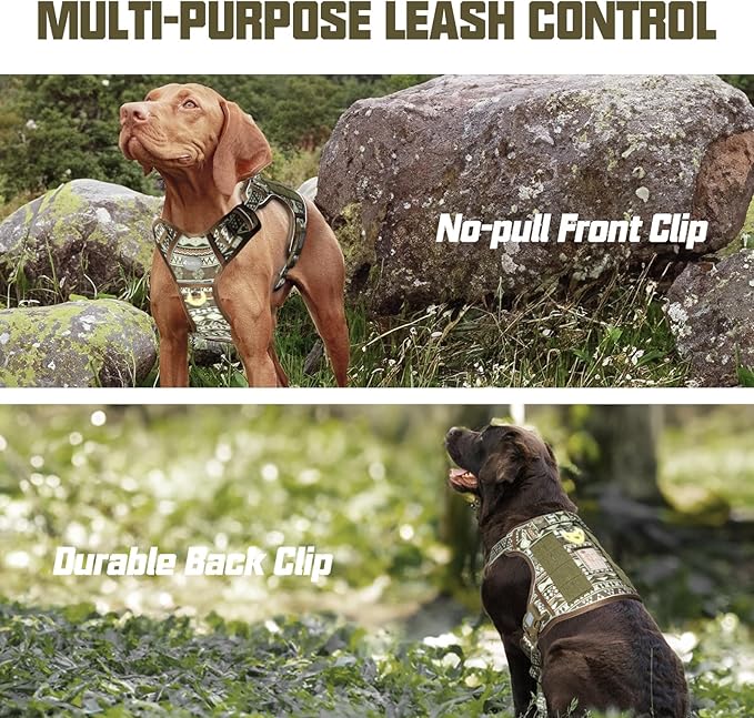 AUROTH Tactical Dog Harness for Large Dogs No Pull Adjustable Pet Harness Reflective K19 Working Training Easy Control Pet Vest Military Service Dog Harnesses