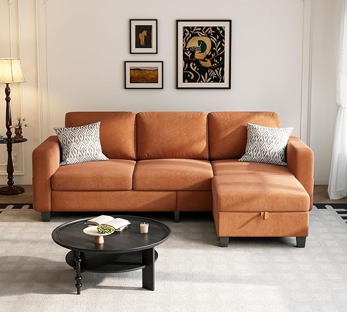 Youmumeub 79''Sectional Couch Couches for Living Room - L-Shaped 4-Seater Deep Sectional Sofa,Removable Covers,Suitable for The Living Room, Apartment or Office-Orange